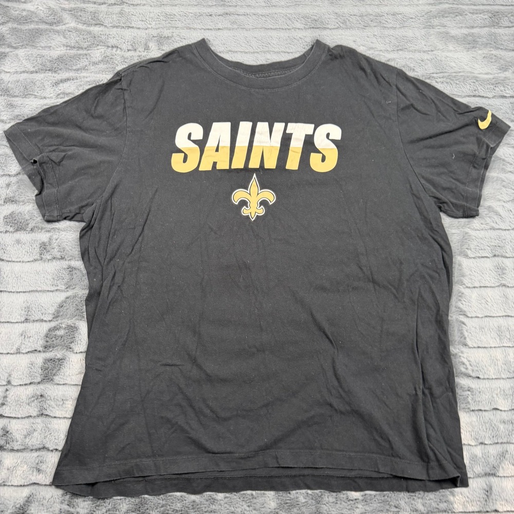 Nike New Orleans Saints NFL Graphic T-Shirt Black Gold Mens XL Short Sleeve